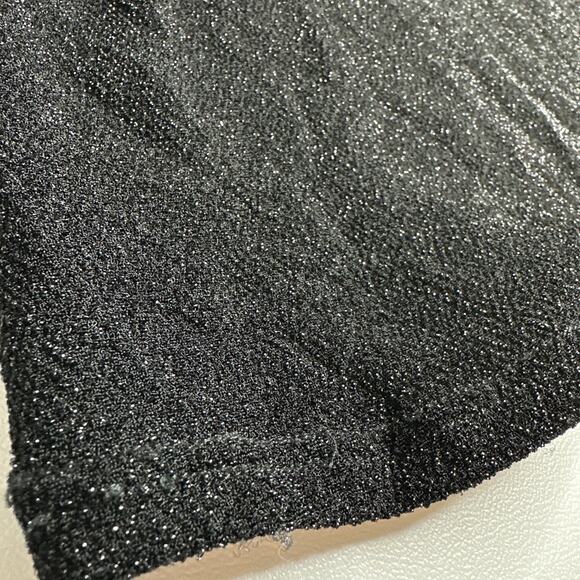 Black Metallic Knit Cami Logo Strap Top Y2K Clubwear Stretchy Tank S - Picture 7 of 8